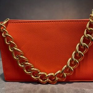 Forever 21 Orange Mini Shoulder Bag with Gold Chain